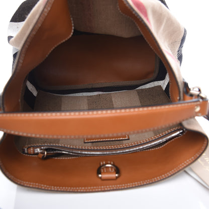 Burberry Canvas Mega Check Medium Ashby Hobo Saddle Brown 8 of 11
