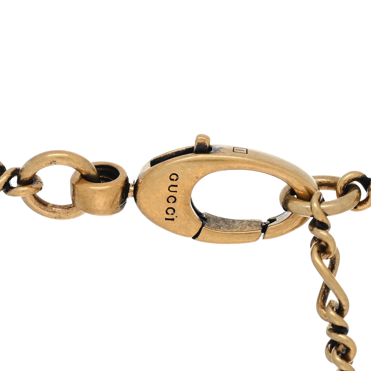 Metal Lion Head GG Necklace Aged Gold