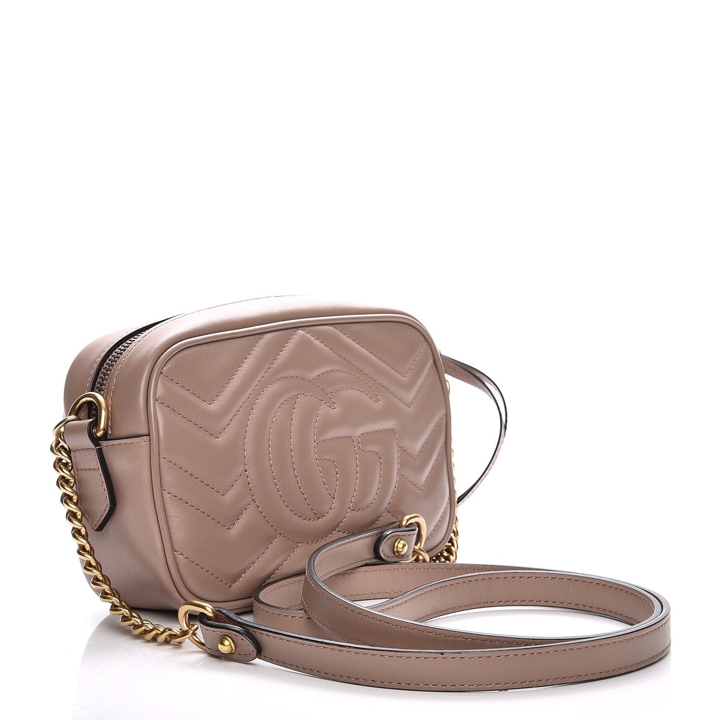 Calfskin Matelasse Mini GG Marmont Chain Shoulder Bag Nude