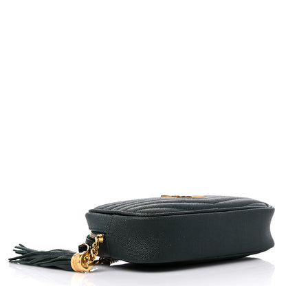 Saint Laurent Grain De Poudre Matelasse Monogram Mini Lou Camera Bag New Vert Fonce 4 of 12