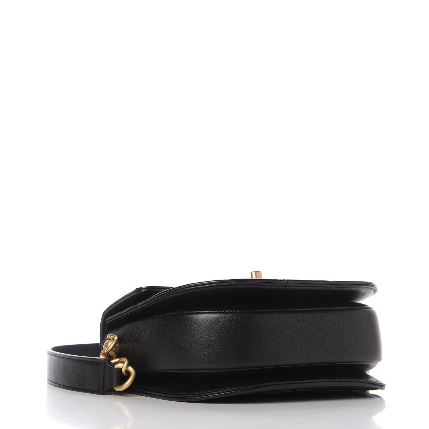 Calfskin Quilted Moon Messenger Black