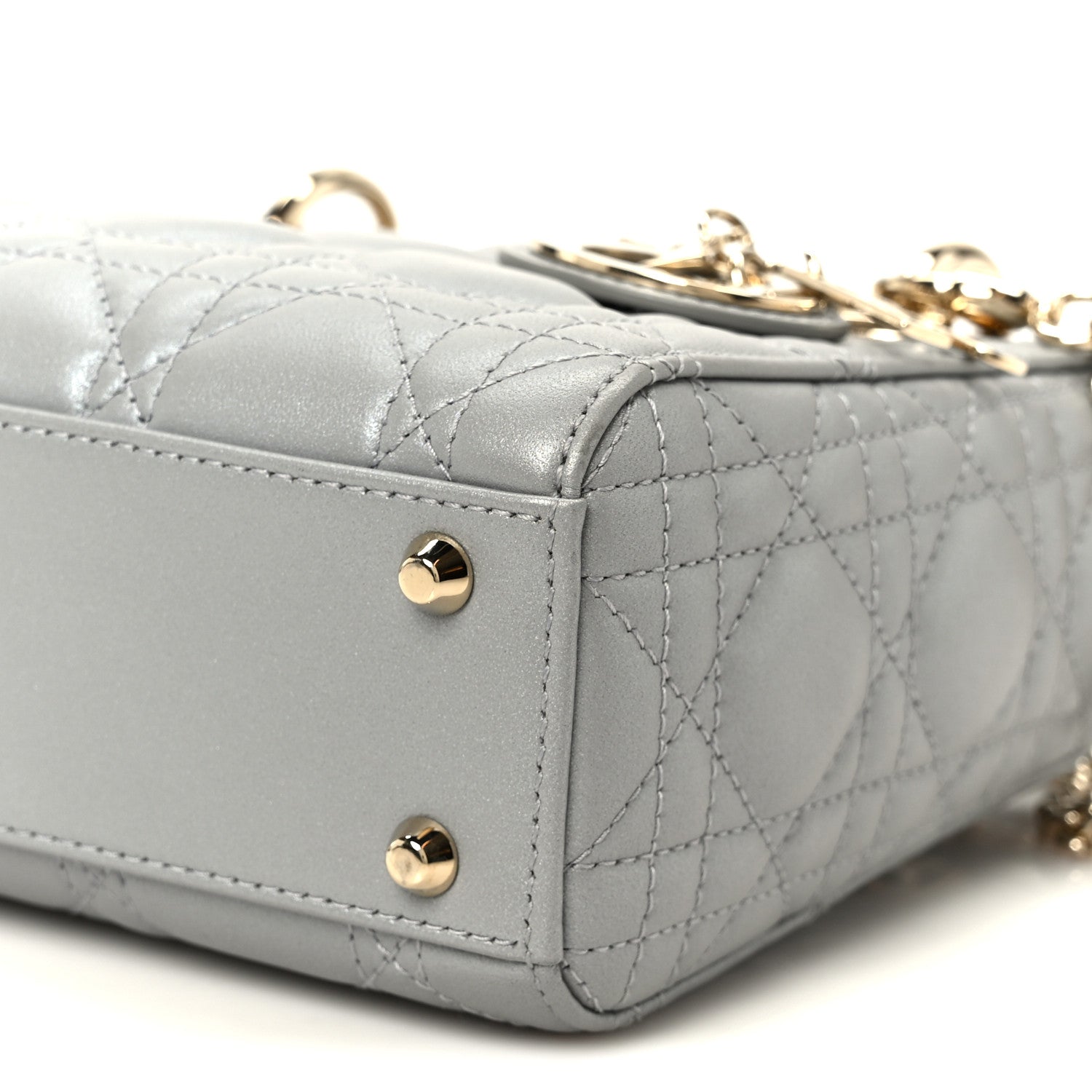 Christian Dior Metallic Lambskin Cannage Mini Lady Dior Grey 9 of 9