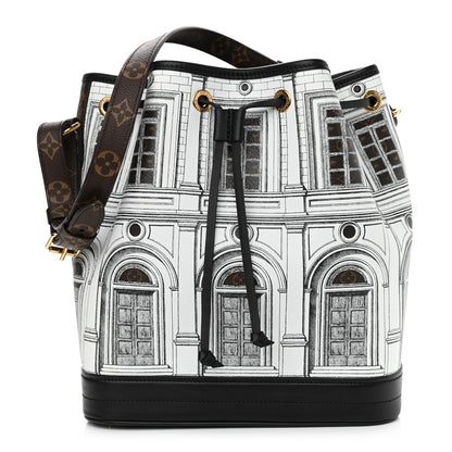 Louis Vuitton X FORNASETTI Calfskin Architettura Noe MM Black White 1 of 9