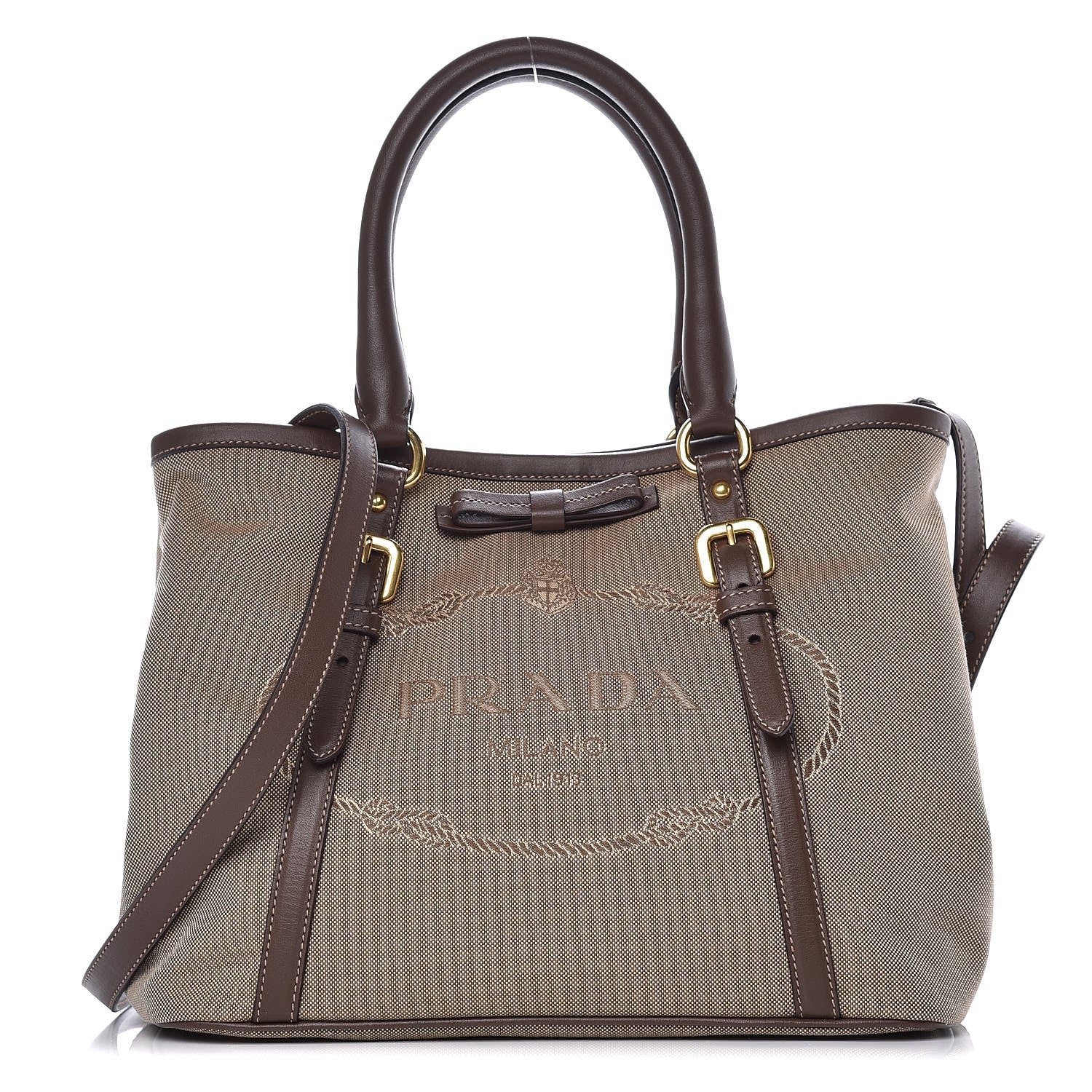 Prada Jacquard Logo Tote Corda Bruciato 1 of 9