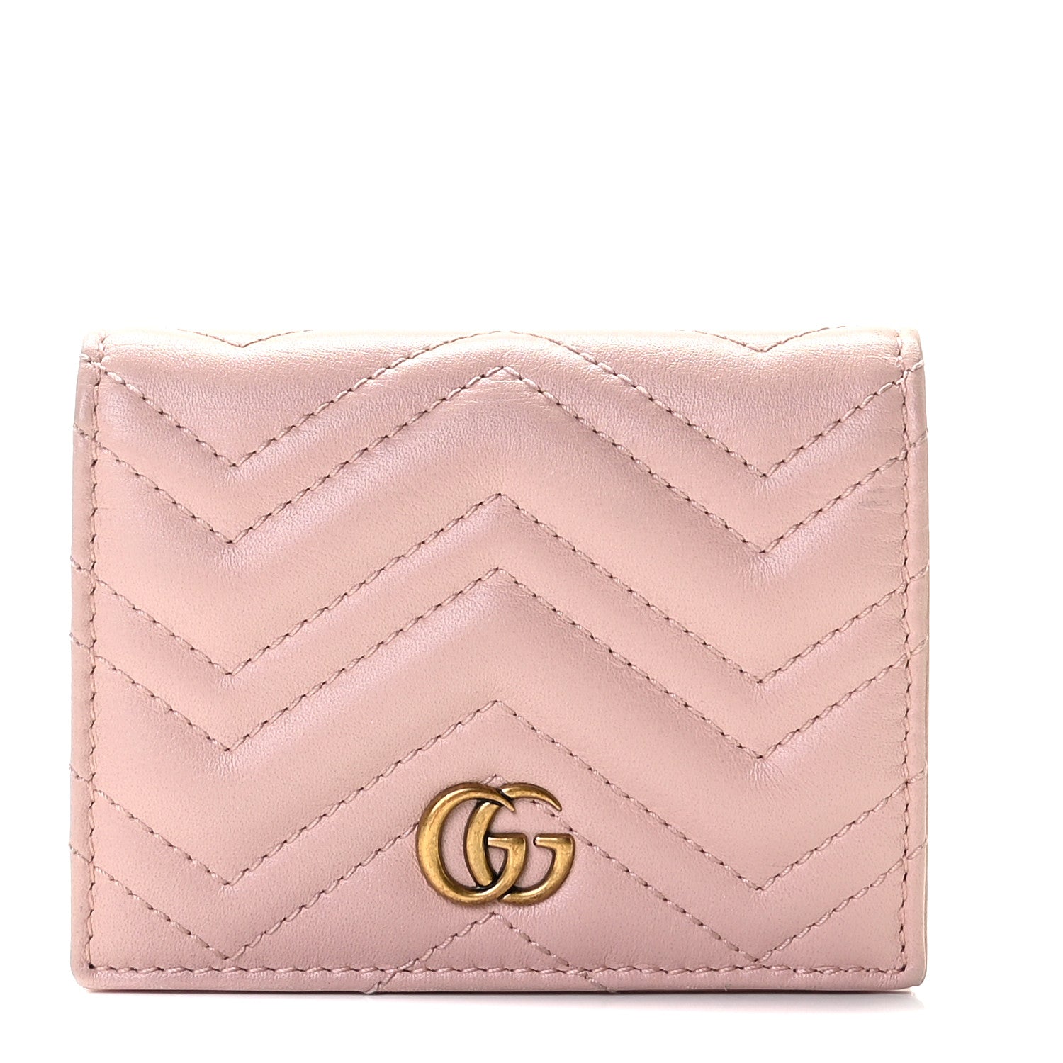 Gucci Calfskin Matelasse GG Marmont Card Case Perfect Pink 1 of 9