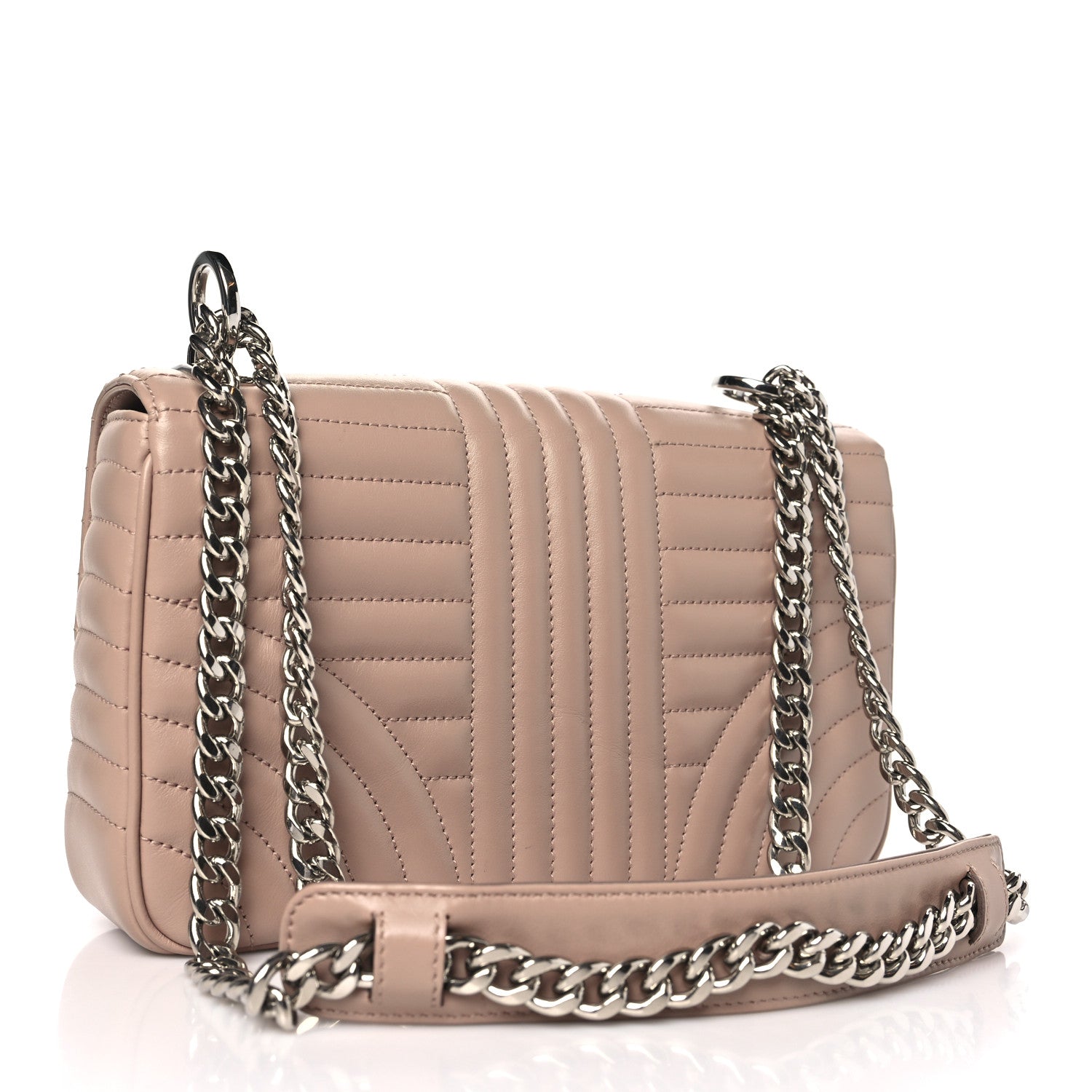Prada Soft Calfskin Impunture Diagramme Medium Chain Flap Shoulder Bag Cipria 3 of 8