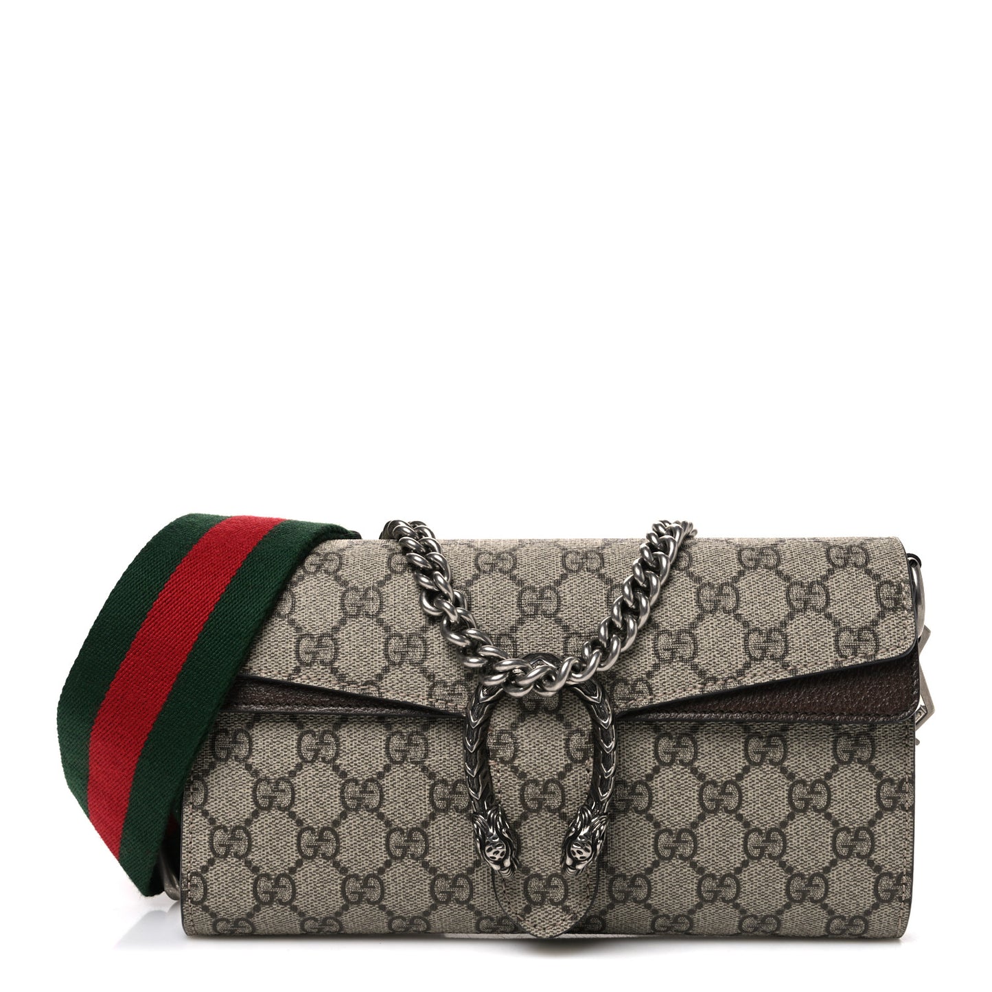 GG Supreme Web Monogram Textured Dollar Calfskin Dionysus Small Shoulder Bag Beige Ebony New Acero