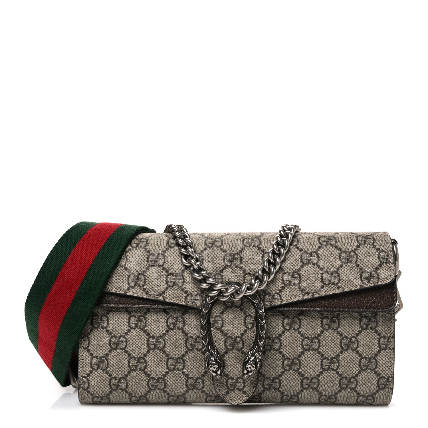 Gucci GG Supreme Web Monogram Textured Dollar Calfskin Dionysus Small Shoulder Bag Beige Ebony New Acero 1 of 10