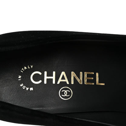 Chanel Velvet Satin Cap Toe Pearl Pumps 36 Black 8 of 9