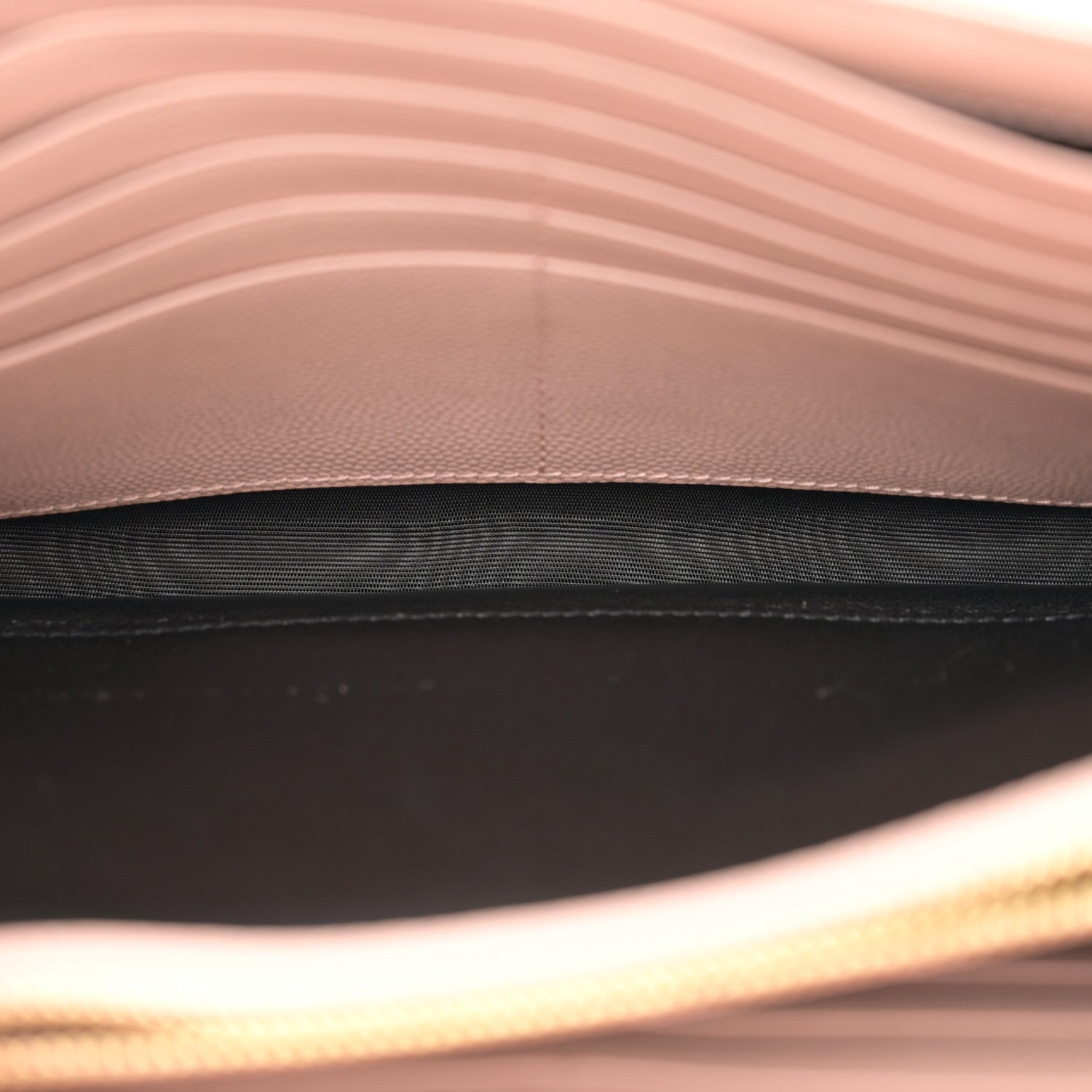 Saint Laurent Grain De Poudre Matelasse Chevron Monogram Chain Wallet Pale Blush 6 of 12