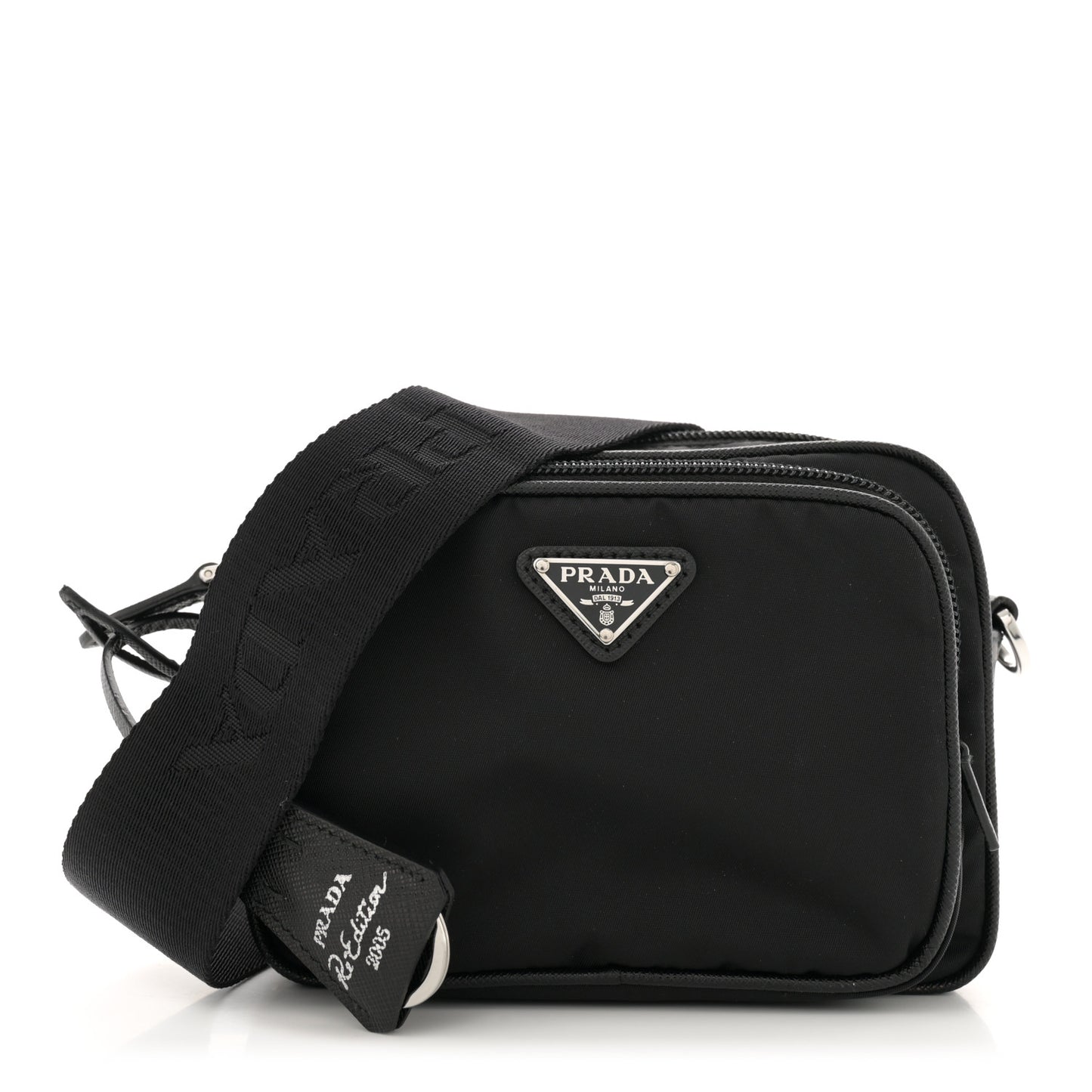 Tessuto Saffiano Brique Crossbody Messenger Bag Black