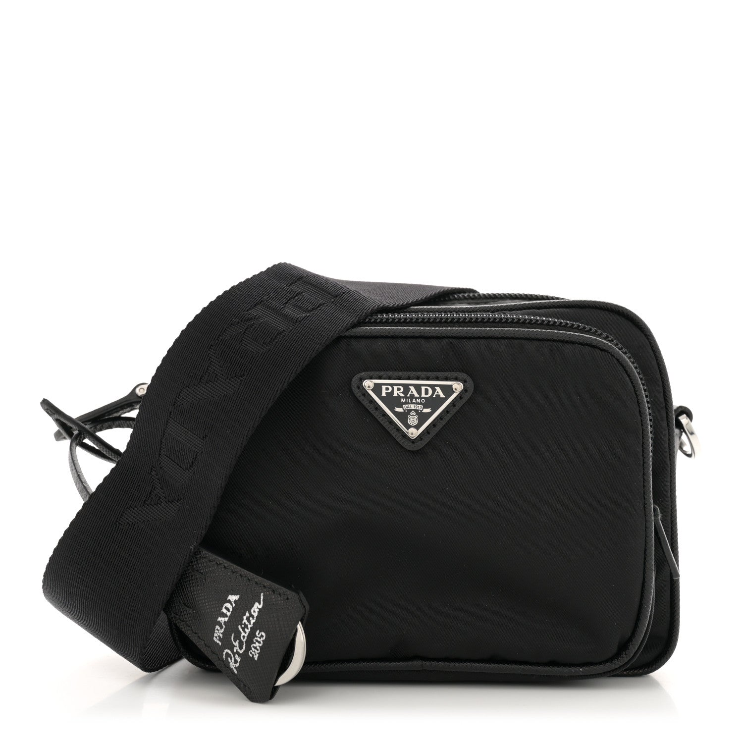 Prada Tessuto Saffiano Brique Crossbody Messenger Bag Black 1 of 9