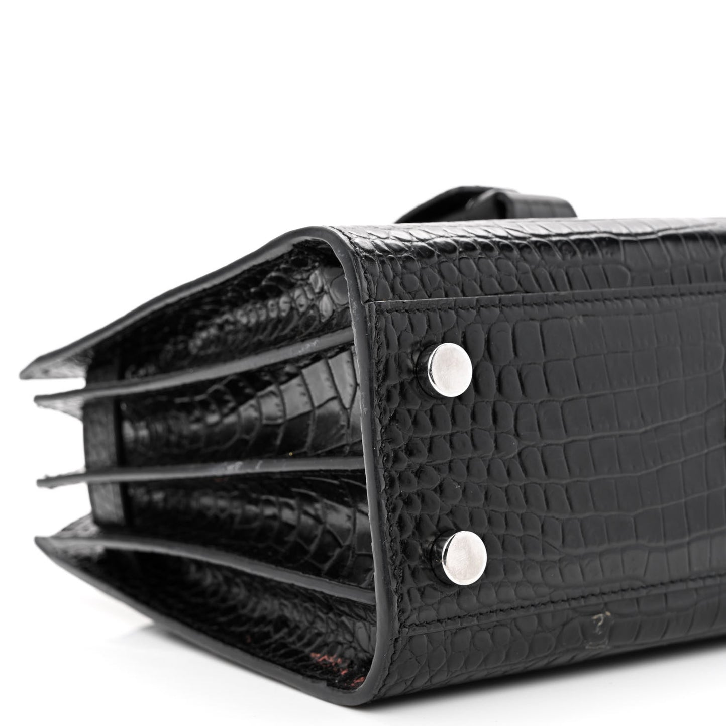 Calfskin Crocodile Embossed Nano Sac De Jour Black