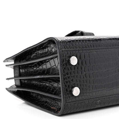 Saint Laurent Calfskin Crocodile Embossed Nano Sac De Jour Black 9 of 11