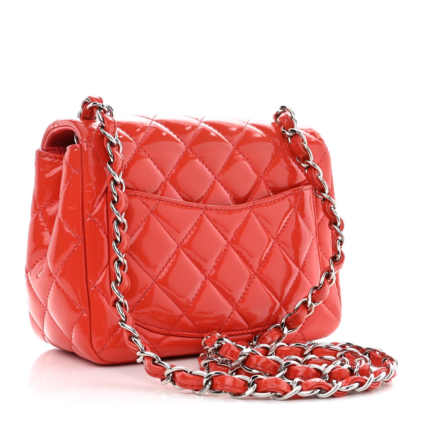 Patent Quilted Mini Square Flap Red