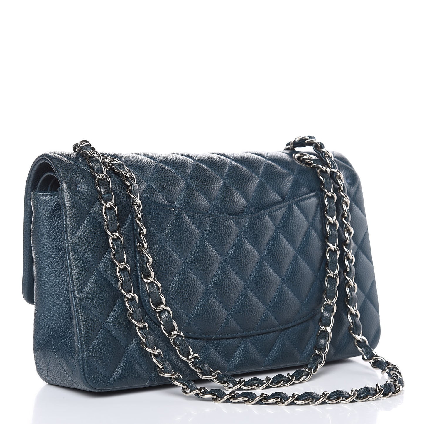 Caviar Quilted Medium Double Flap Dark Turquoise