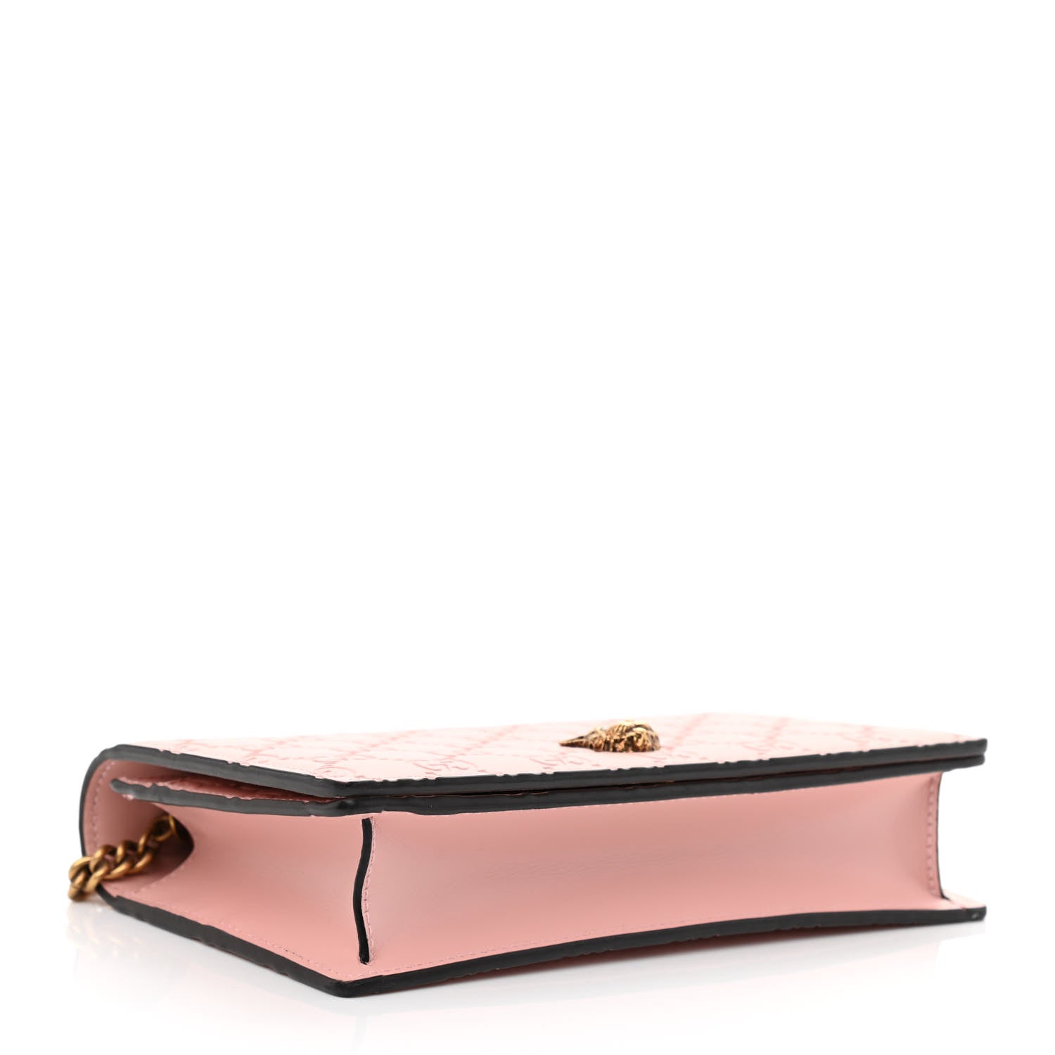 Gucci Guccissima Signature Crystal Cat Chain Wallet Light Candy Pink 4 of 11