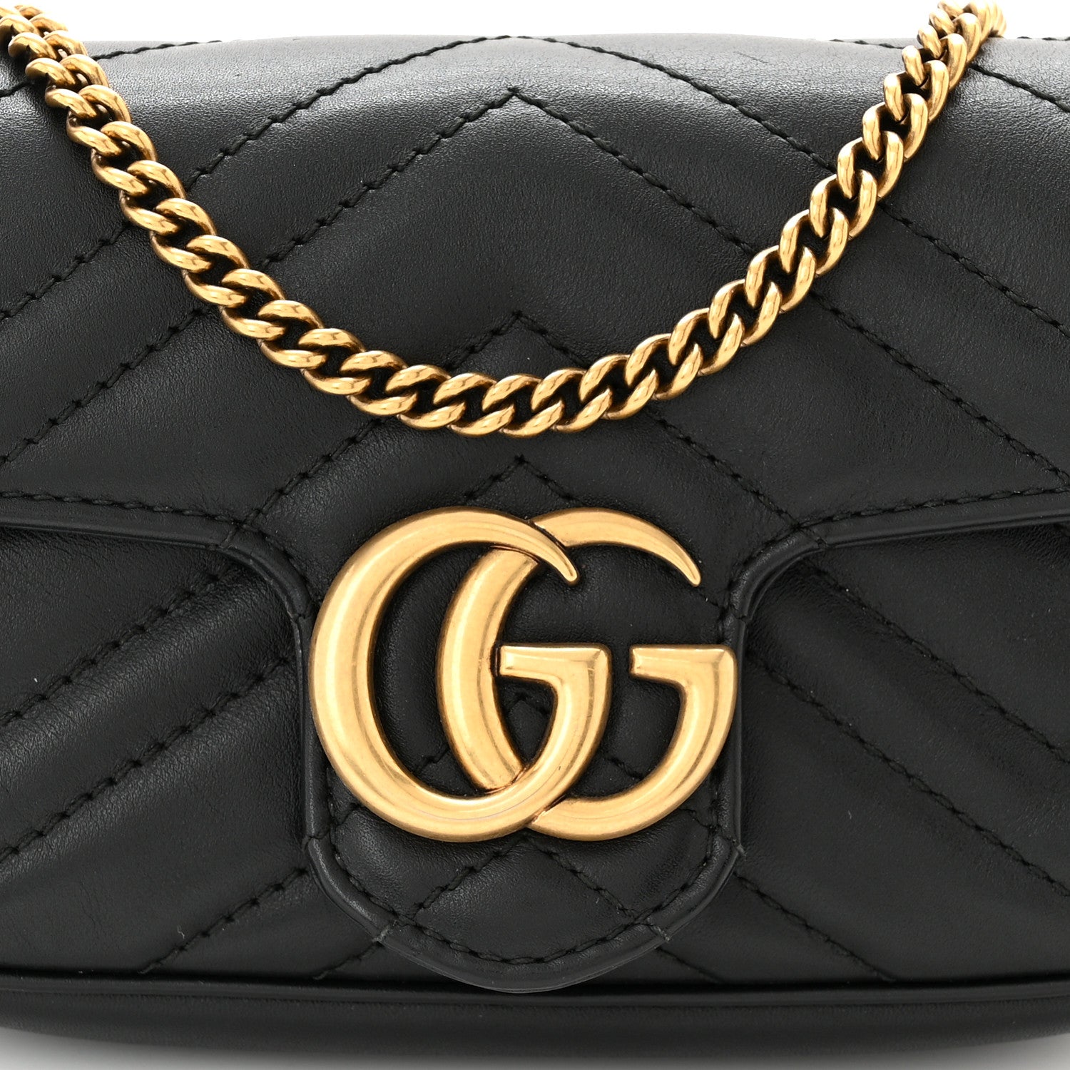 Gucci Calfskin Matelasse Super Mini GG Marmont Shoulder Bag Black 8 of 11