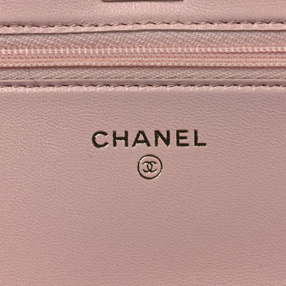 Chanel Lambskin Quilted Metal Enamel Flower Top Handle Wallet On Chain WOC Light Pink 6 of 13