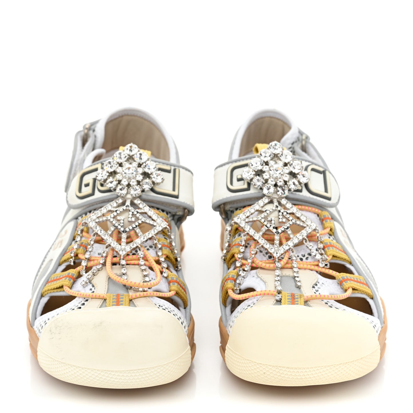 Mesh Fabric Tinsel Sport Sandals 37 White Silver