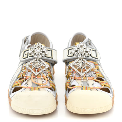 Gucci Mesh Fabric Tinsel Sport Sandals 37 White Silver 2 of 15