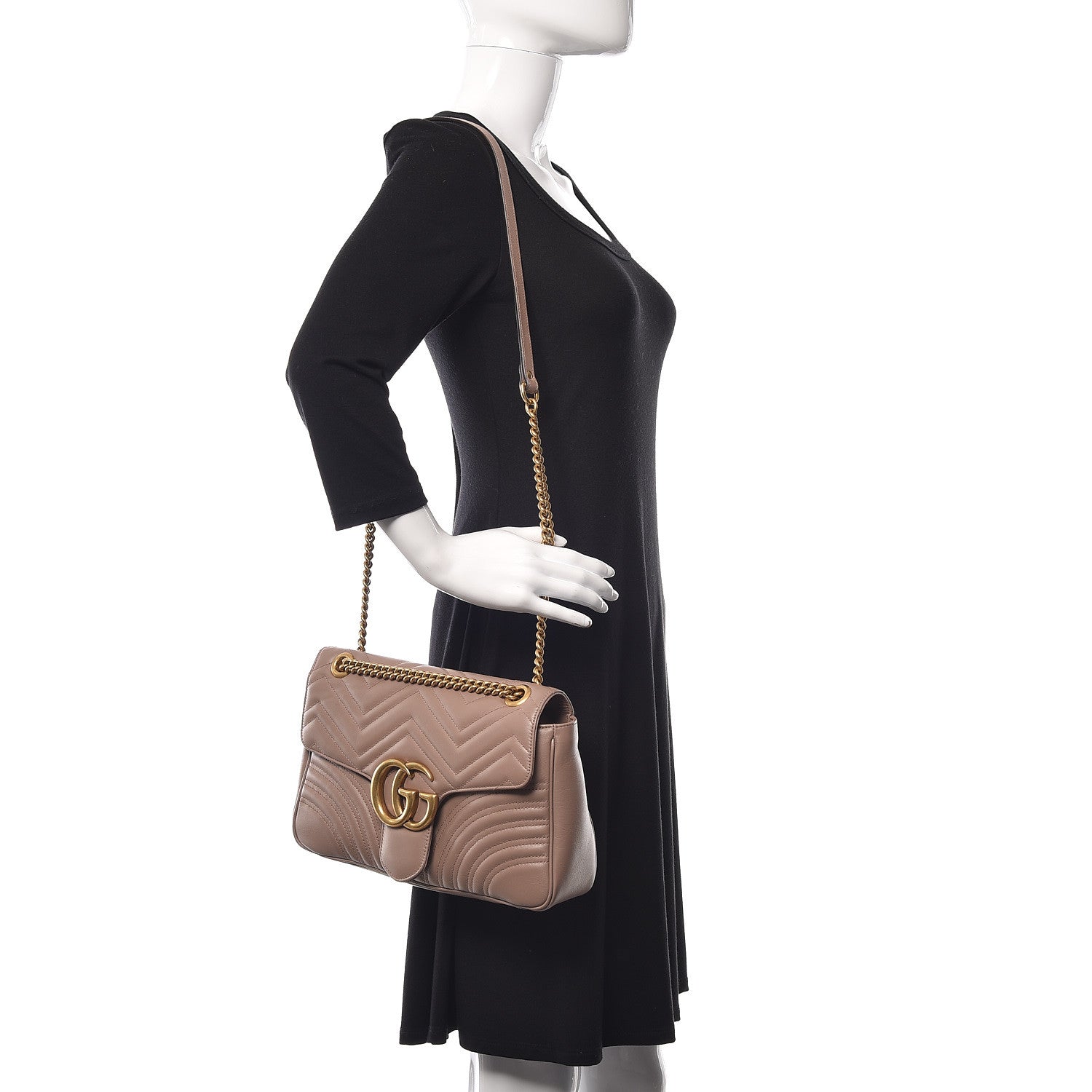 Gucci Calfskin Matelasse Medium GG Marmont Shoulder Bag Porcelain Rose 2 of 11