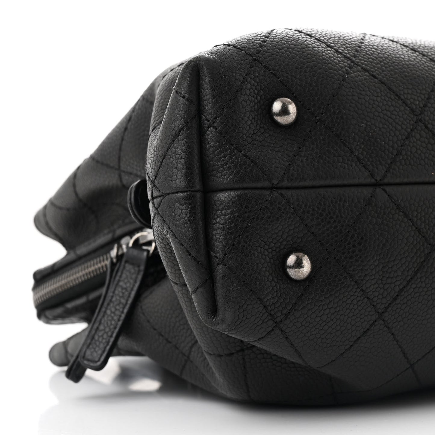 Grained Vegetal Calfskin Small Urban Shopping Tote Black