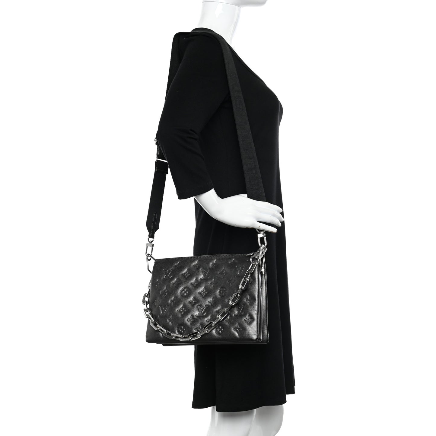 Lambskin Embossed Monogram Coussin PM Anthracite