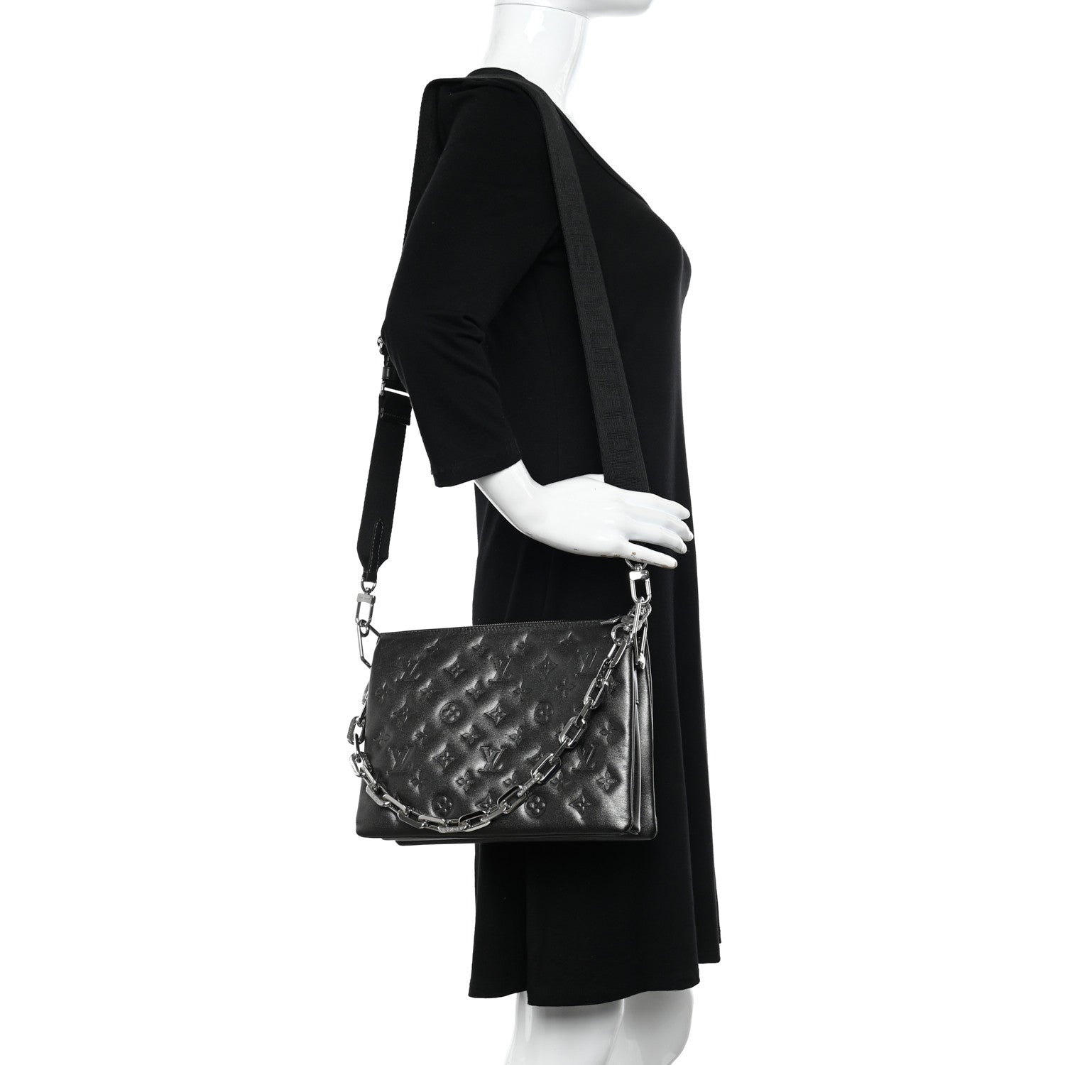 Louis Vuitton Lambskin Embossed Monogram Coussin PM Anthracite 2 of 9