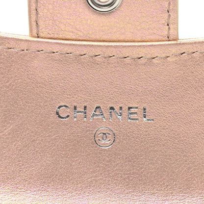 Chanel Iridescent Calfskin Quilted Flap Card Holder Wallet Pink 5 of 8