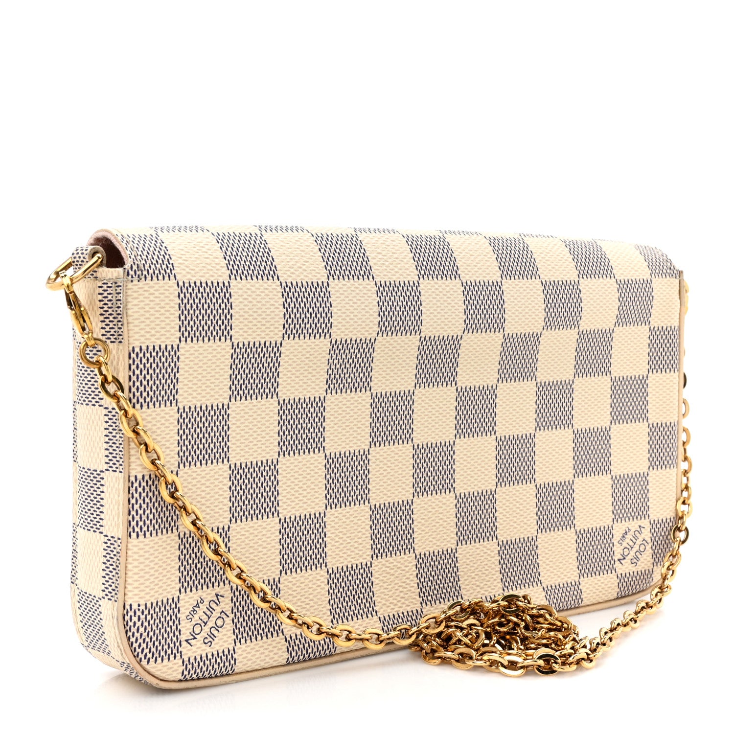 Louis Vuitton Damier Azur Pochette Felicie Chain Wallet Rose Ballerine 3 of 13