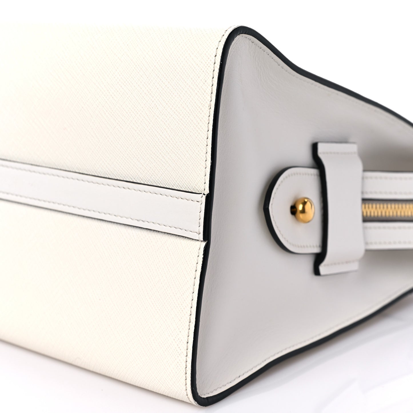 Saffiano City Calfskin Bibliothèque Top Handle White