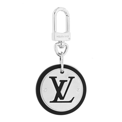 Louis Vuitton Metal Calfskin LV Cut Circle Bag Charm Key Holder Silver 1 of 5