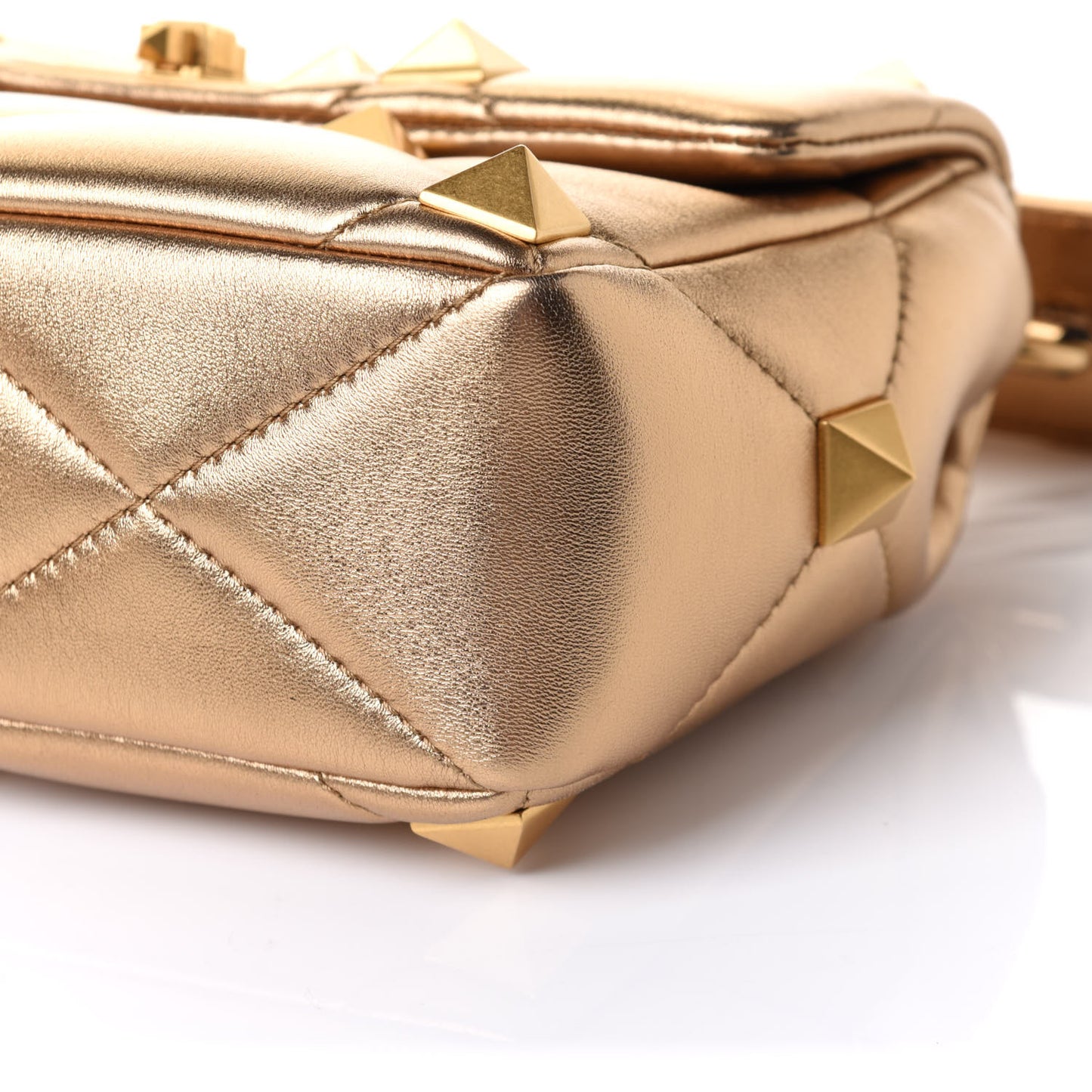 Nappa Medium Roman Stud Shoulder Bag Antique Brass