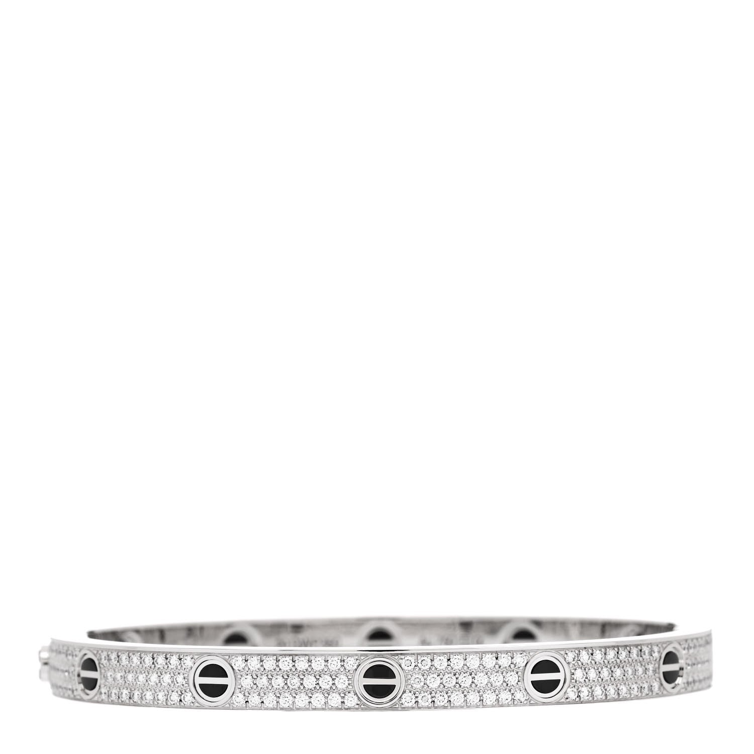 Cartier 18K White Gold Diamond Ceramic LOVE Paved Bracelet 20 1 of 4
