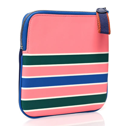Hermes Swift Couverture Nouvelle Carre Pocket Pouch Bleu Encre Rose D'Ete 3 of 8