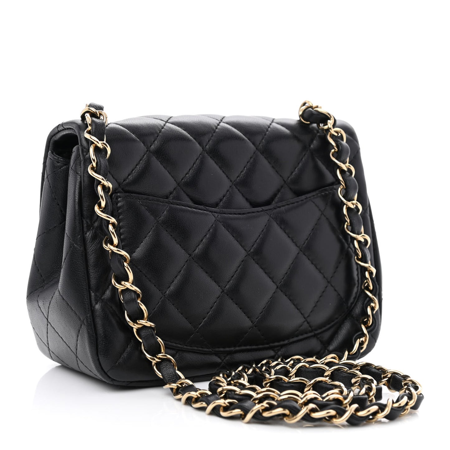 Lambskin Quilted Mini Square Flap Black