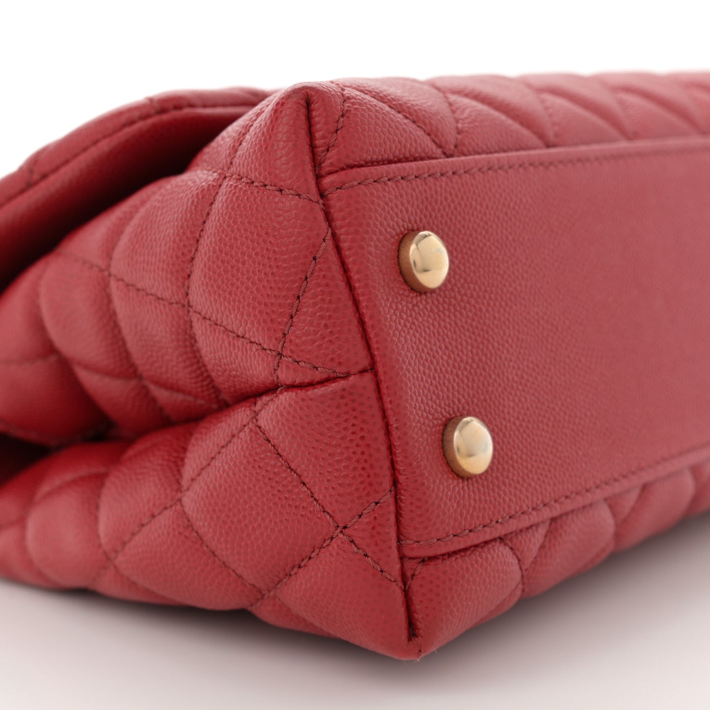 Caviar Lizard Embossed Quilted Mini Coco Handle Flap Red