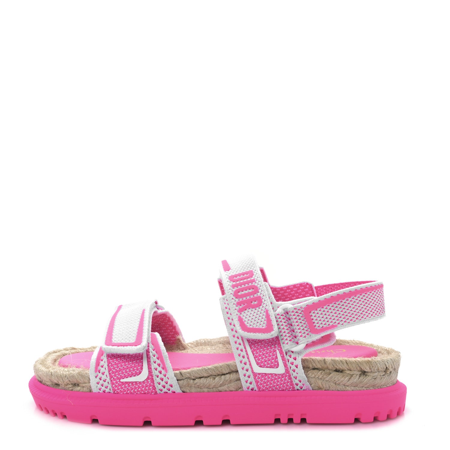 Christian Dior Technical Knit Jute Dioract 10mm Sandals 36.5 White Fuchsia 1 of 8