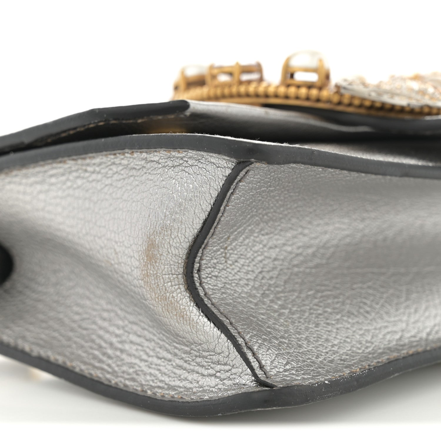 Miu Miu Metallic Goatskin Madras Crystal Embellished Shoulder Bag