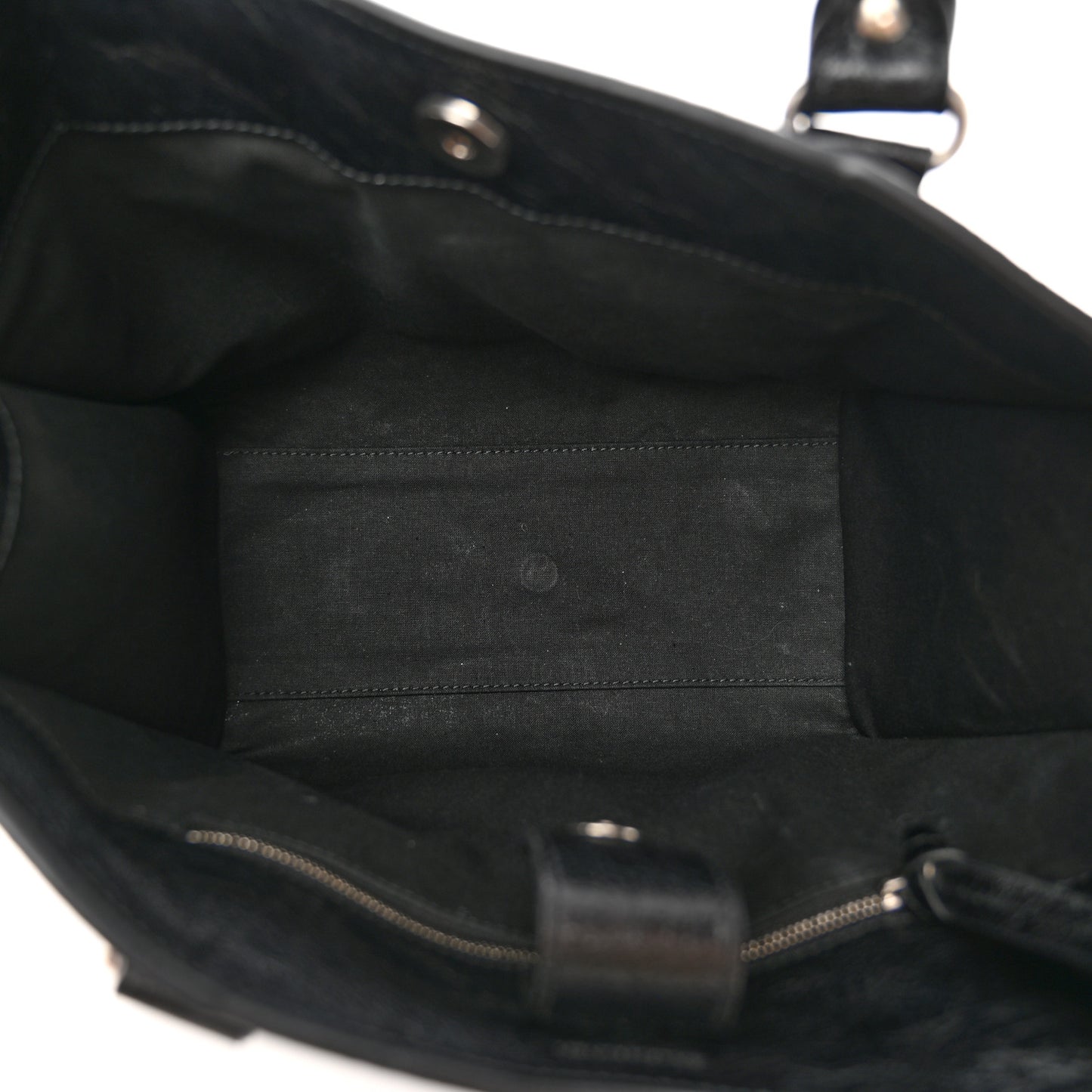 Agneau Arena Neo Classic Silver Hardware Medium Upside Down Tote Black