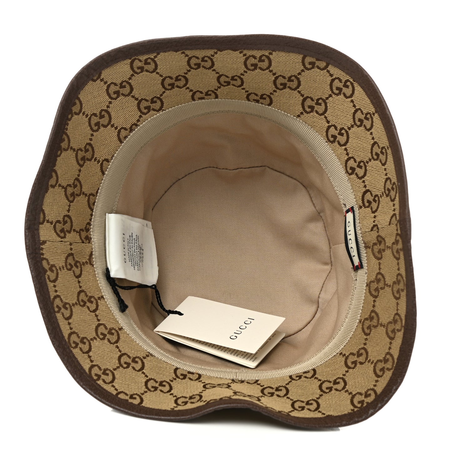 Monogram Textured Dollar Calfskin GG Jago Bucket Hat S Cacao Beige
