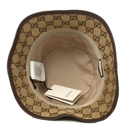 Gucci Monogram Textured Dollar Calfskin GG Jago Bucket Hat S Cacao Beige 7 of 9