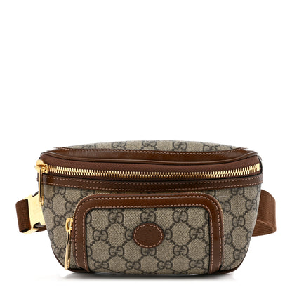 Gucci GG Supreme Monogram Textured Calfskin Retro Interlocking G Belt Bag Beige Ebony Brown Sugar 1 of 10