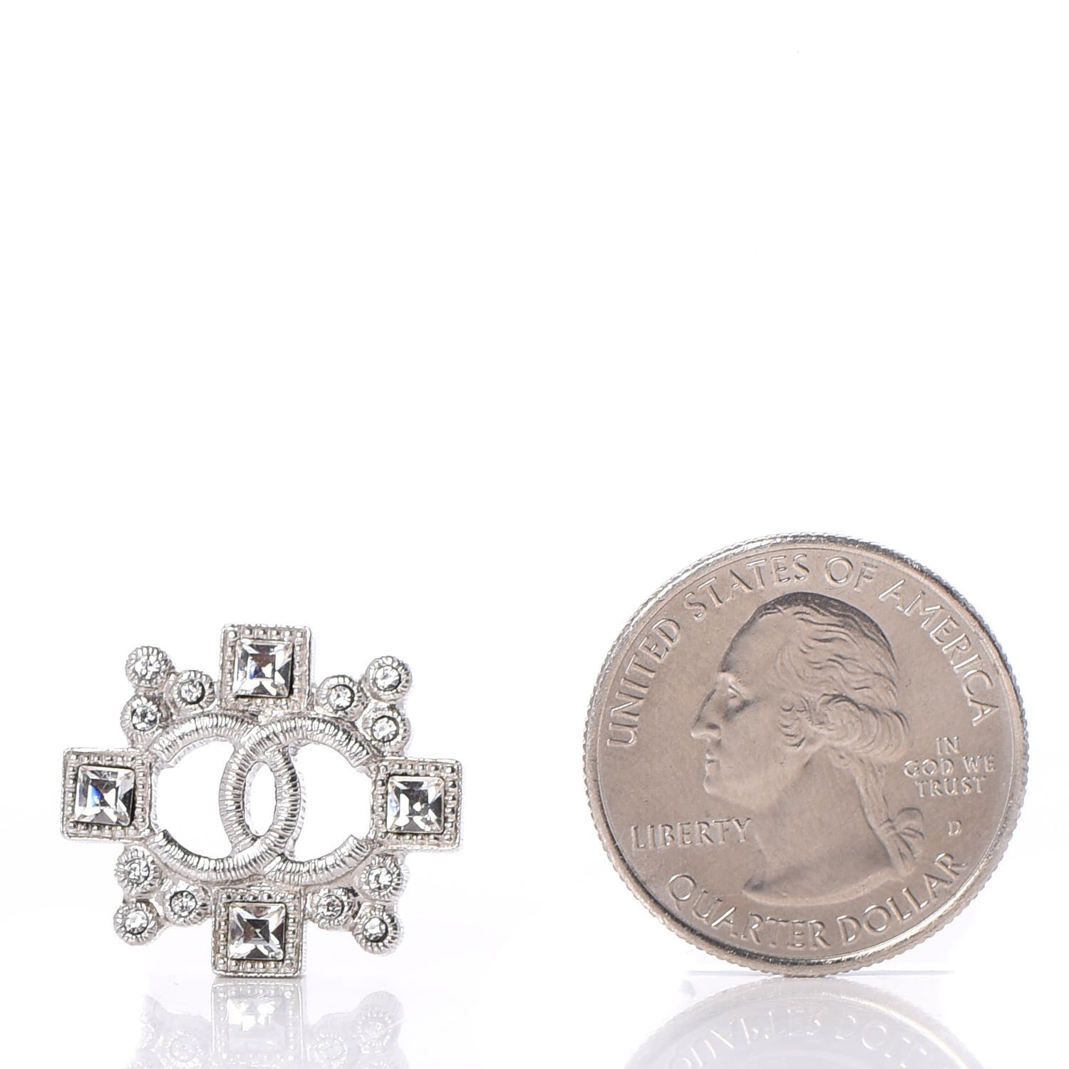 Chanel Baguette Crystal CC Earrings Silver 4 of 5