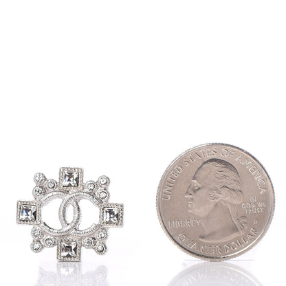 Chanel Baguette Crystal CC Earrings Silver 4 of 5