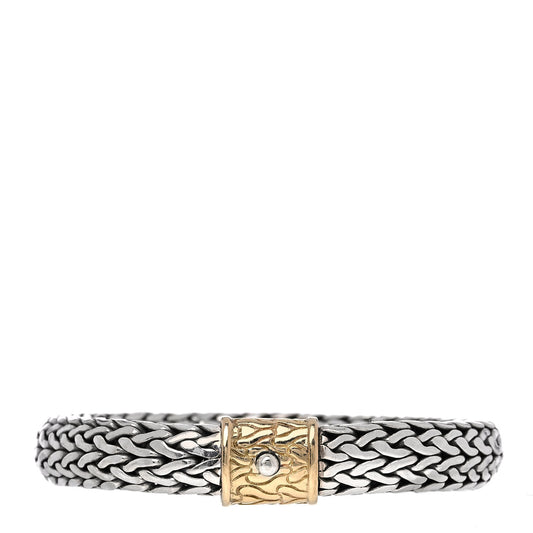 Sterling Silver 18K Yellow Gold 11mm Classic Chain Bracelet