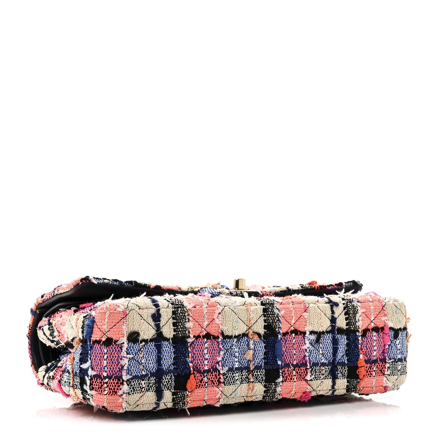 Chanel Tweed Quilted Medium Double Flap Blue Orange Yellow 4 of 10