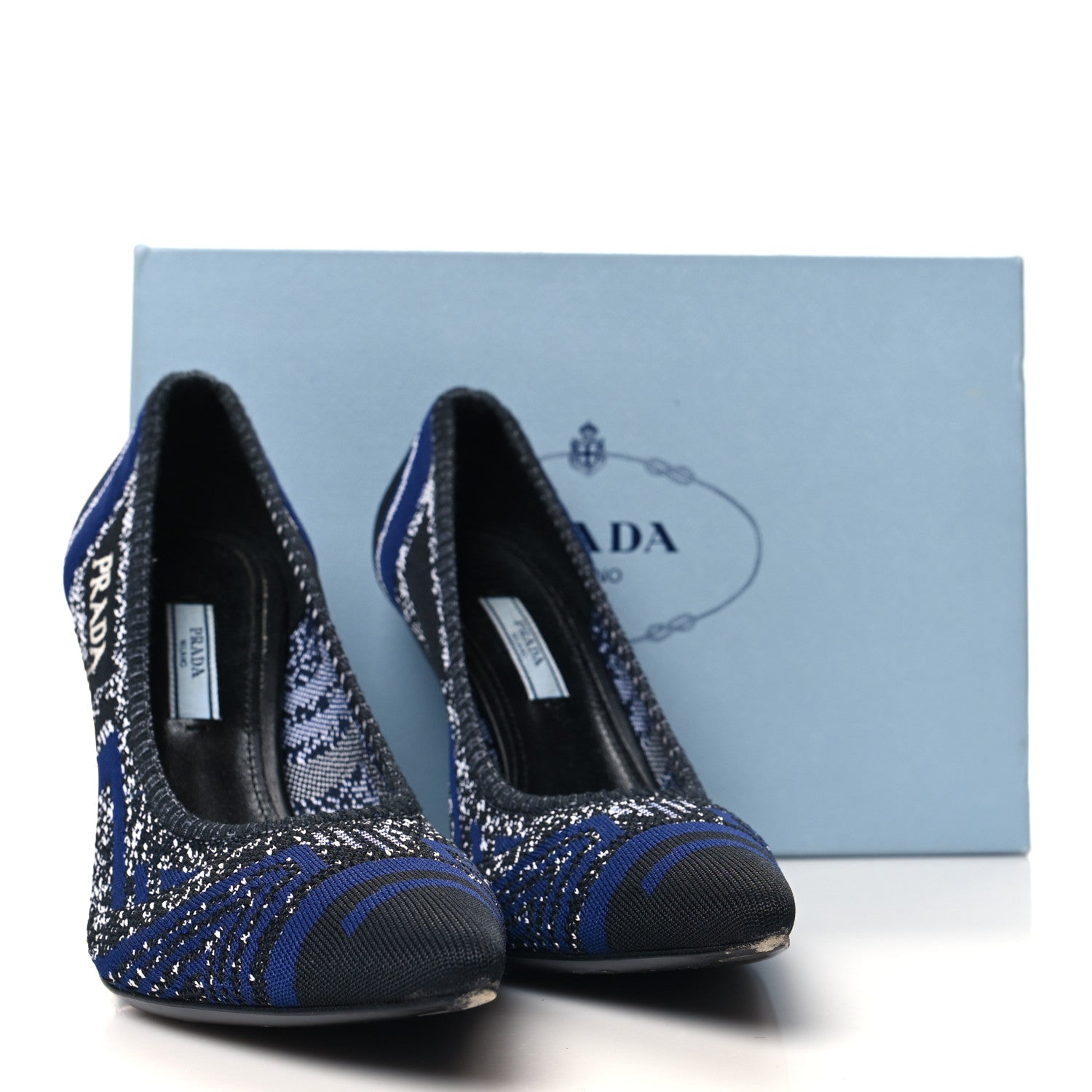 Prada Knit Pumps 40 Indaco Black 8 of 8