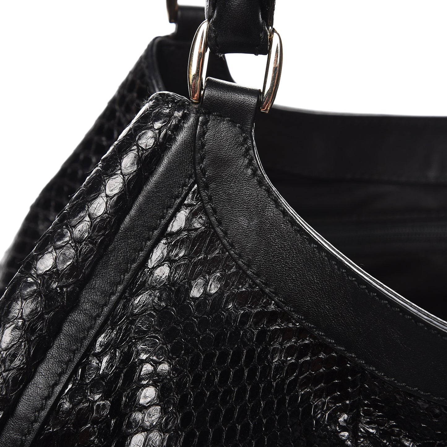 Python Large D Ring Hobo Black